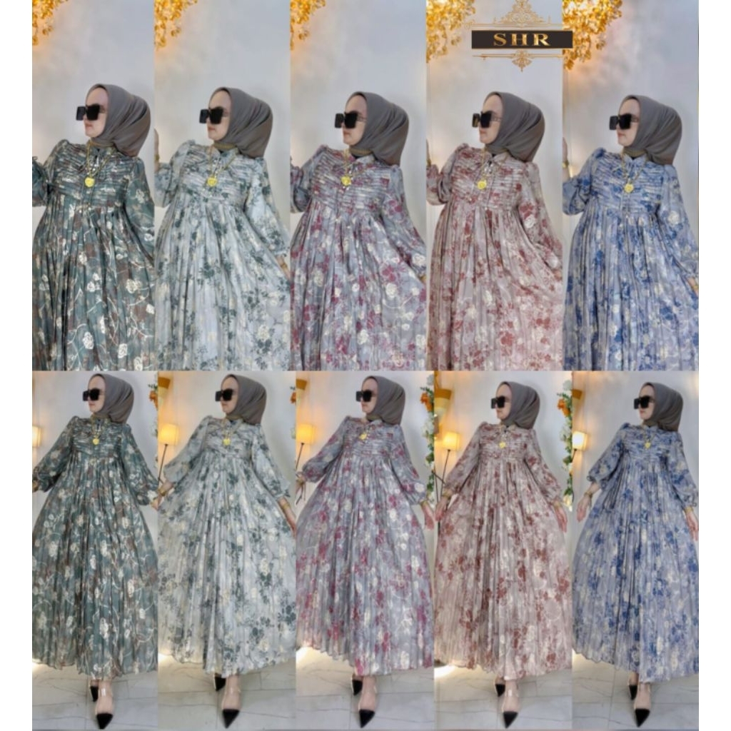 SHR MIDI DRESS KATUN LIPIT LEBARAN