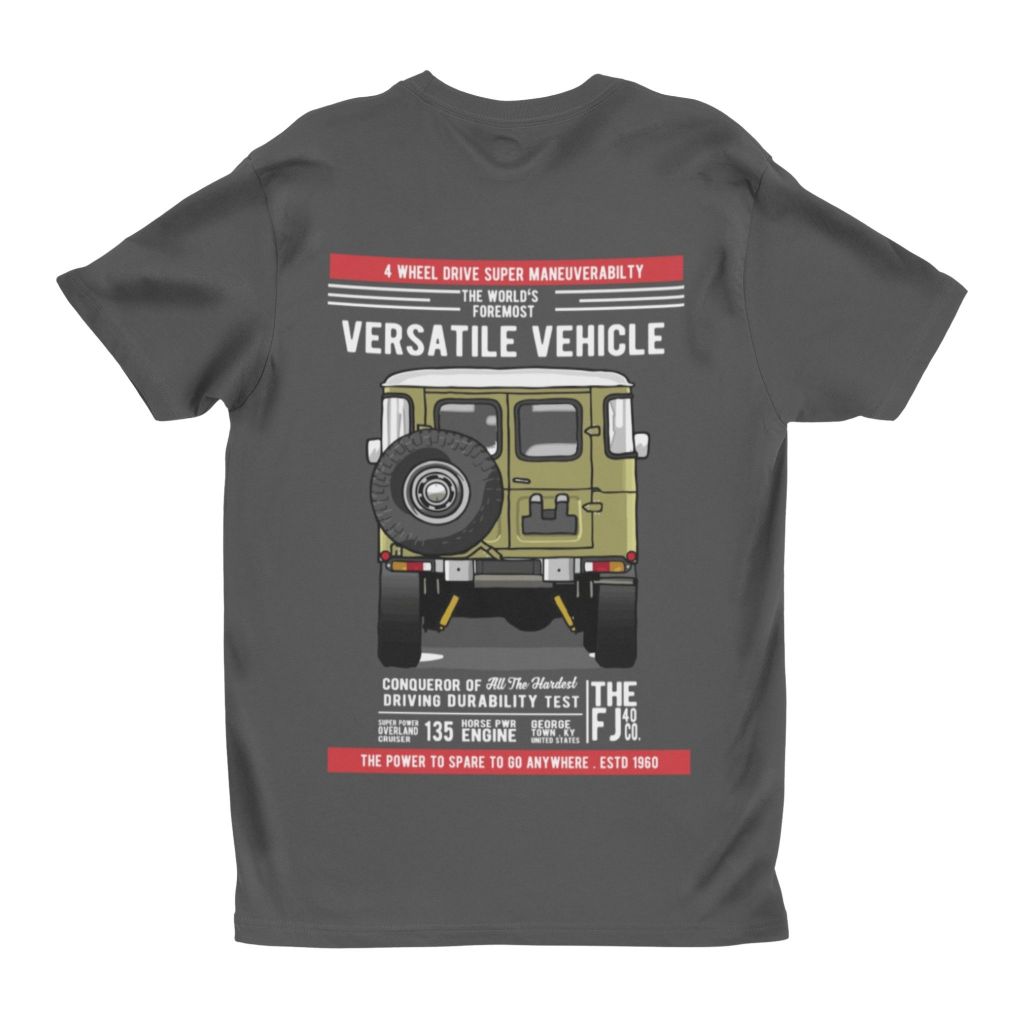 Kaos Retro Vintage Land Cruiser Gear FJ 40 Charcoal