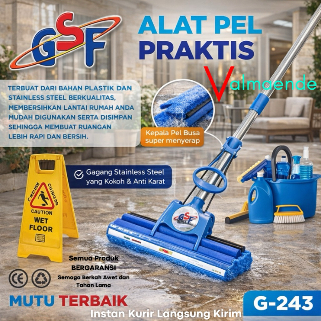 Pel Lantai Pel Busa Pengering Lantai Pel Busa Keras Otomatis Pel Sodok Mop GSF 243