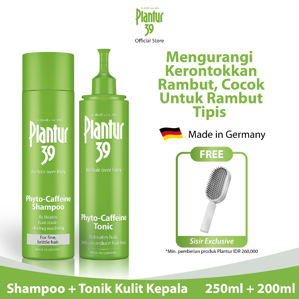 Paket Hemat Plantur 39 untuk Rambut Tipis & Rapuh - Shampoo For Fine + Tonik