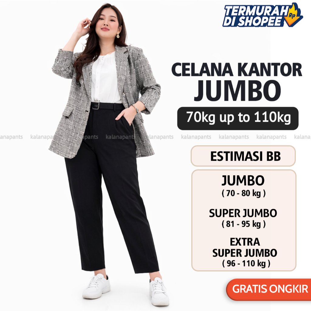 Celana Jumbo Wanita Celana Kantor Bahan Adem dan Lembut Original by Kalana