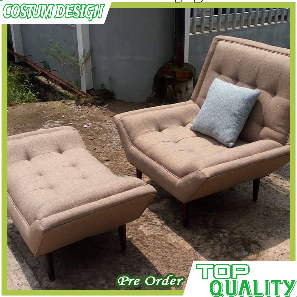 Kursi Santai Model Sofa Retro | Kursi Malas Kayu Jati | Sofa Malas Custom Desain Chusion Jok Tebal |