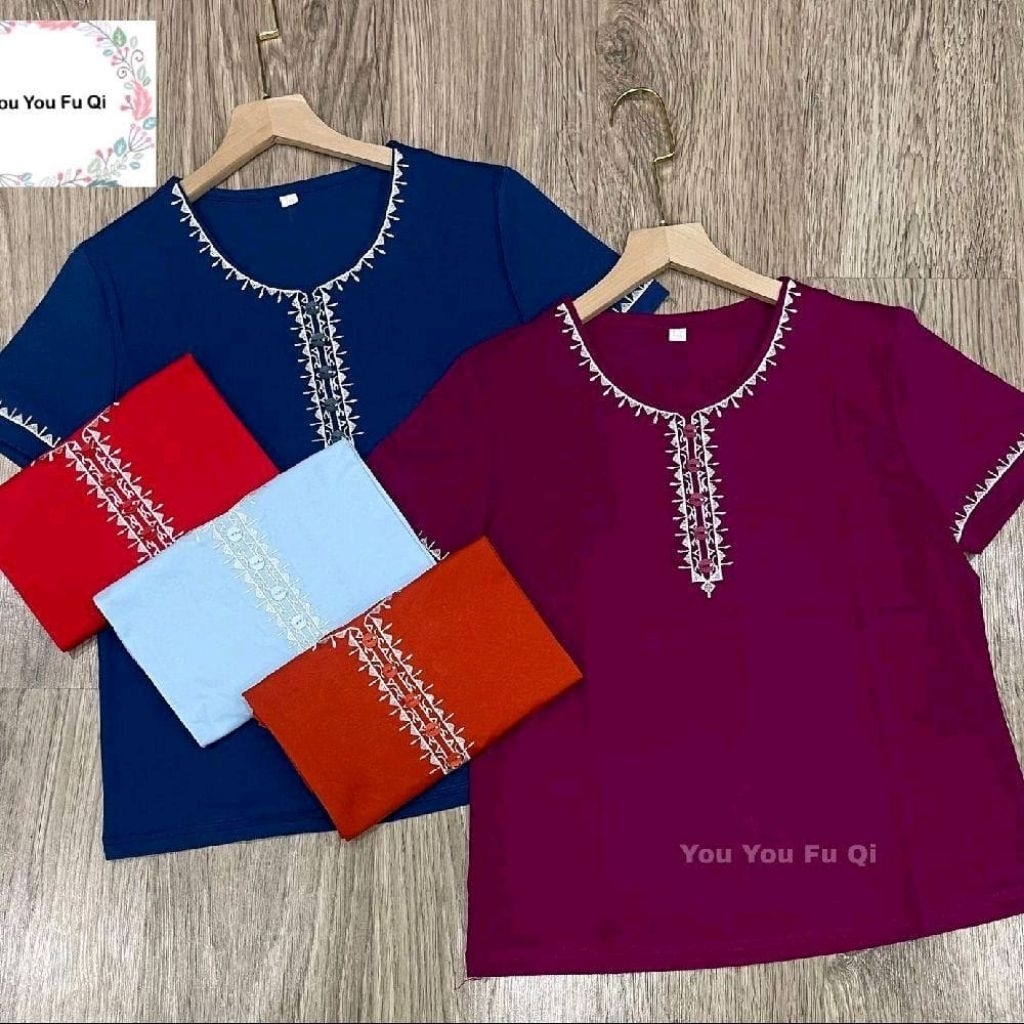 Atasan wanita kaos motif bordir | Kaos wanita premium import quality | Kaos santai premium import qu