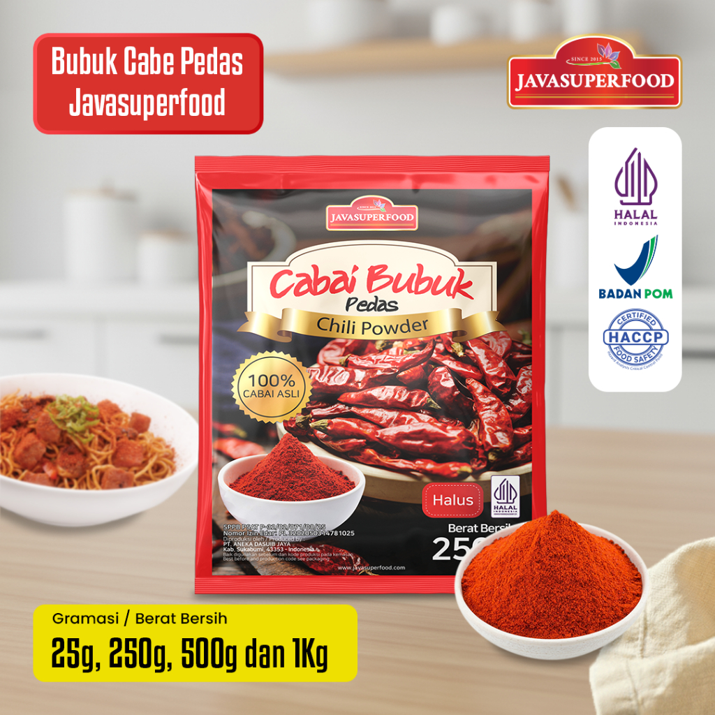 Bubuk Cabe Pedas 500g Javasuperfood/Bubuk cabe pedas/AIDA/Cabe halus pedas