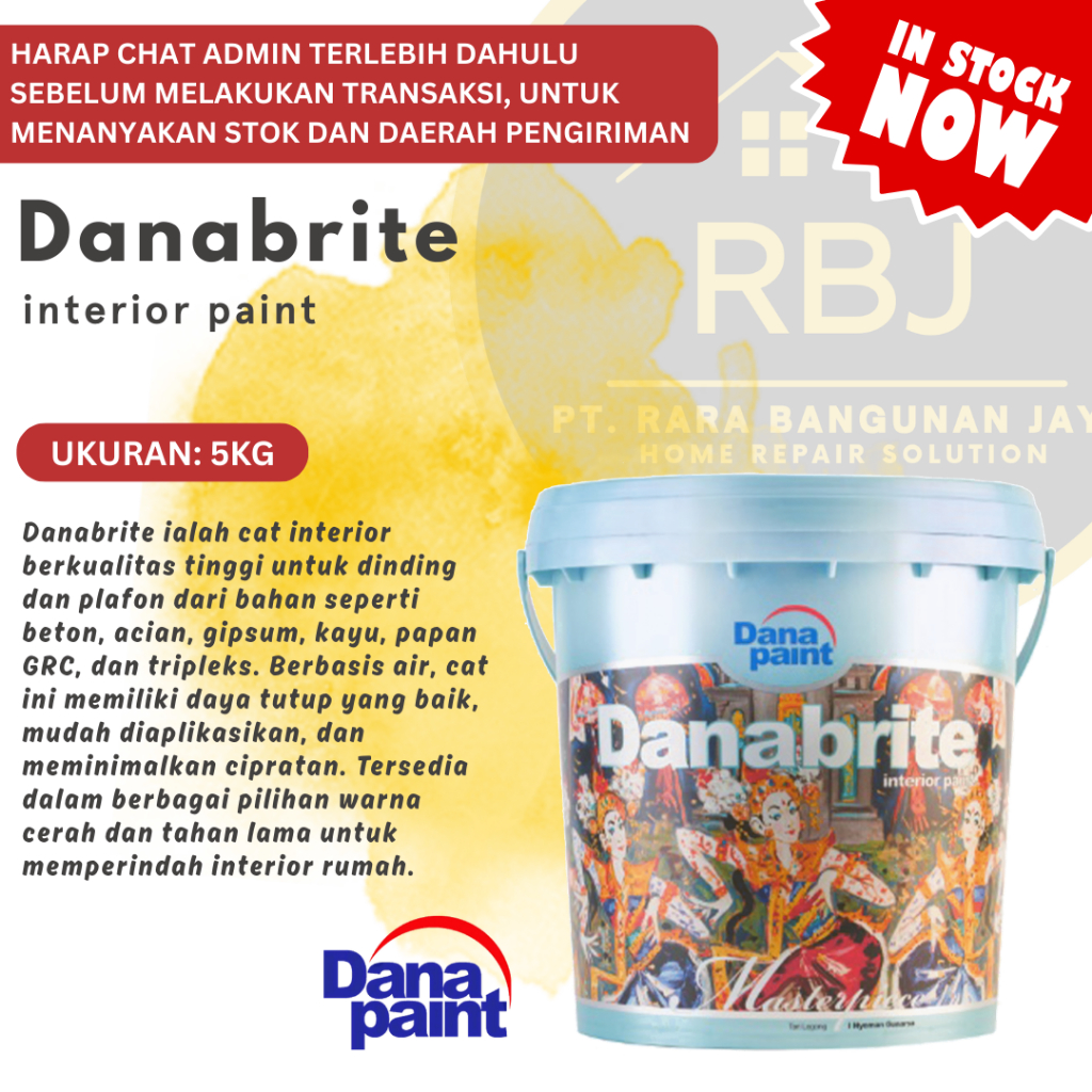 DANABRITE - Cat tembok interior 5 KG (PUTIH) by Dana Paint