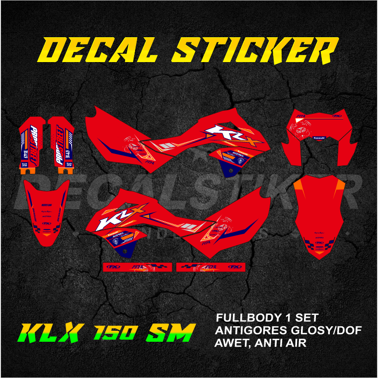 DECAL STIKER KLX 150 SM (006) DEKAL STICKER KLX SE S FULLBODY 2023 2024 2025 2026 MERAH JINGGA OREN 