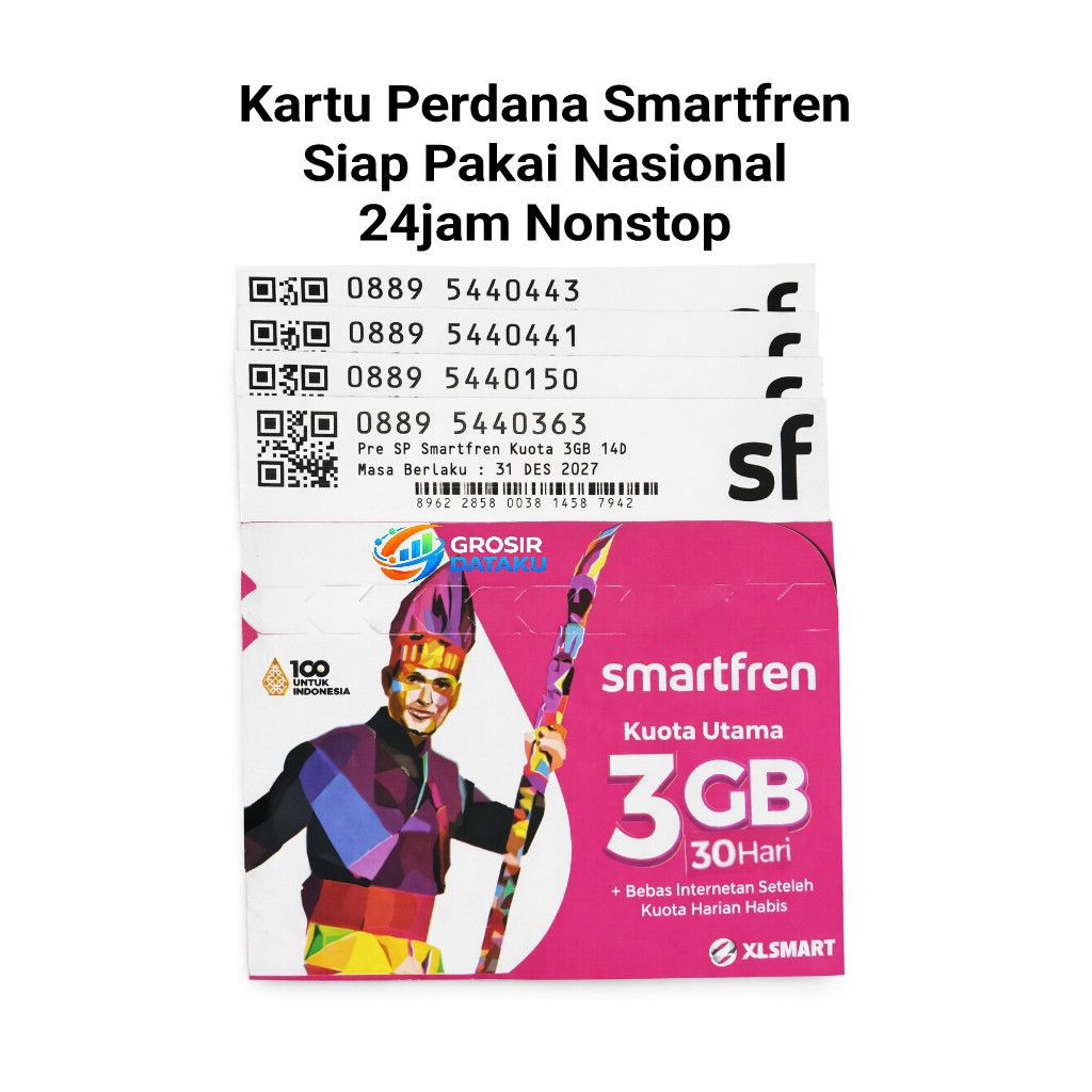Kartu Perdana Smartfren 3GB+1GB 30HARI 24jam siap pakai nasional