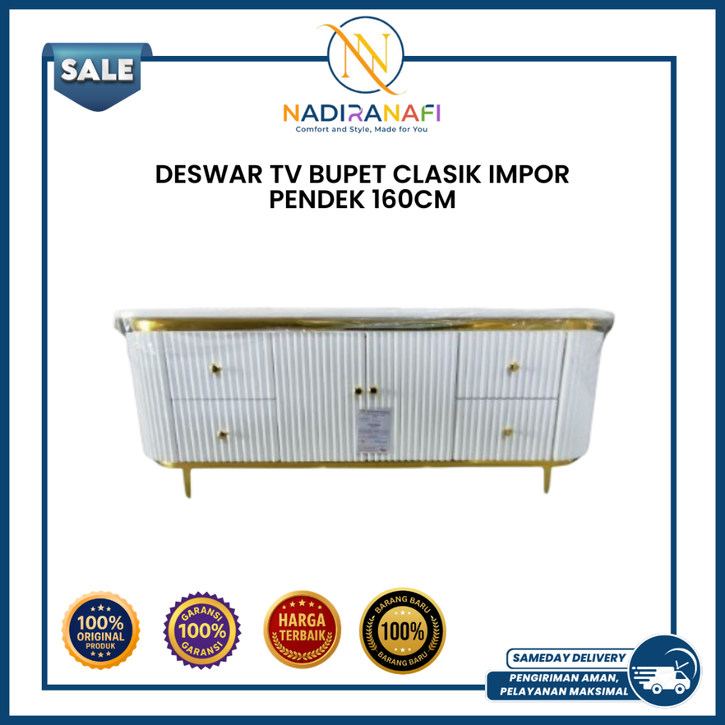 NADIRANAFI Bupet Tv Klasik Import Pendek 160Cm Meja Tv Deswar Mewah Ukiran Kualitas Import