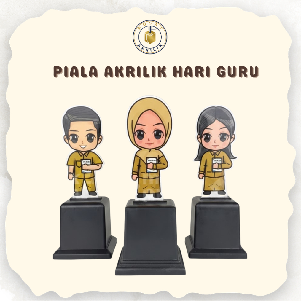 Piala Guru akrilik (GURU Seragam PNS ) Piala Akrilik Hari Guru Piala Karakter Guru Seragam pns Plaka