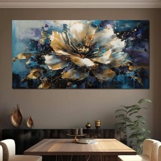 lukisan bunga besar 200 x 100 cm dinding kamar tidur vila hotel plus frame bingkai