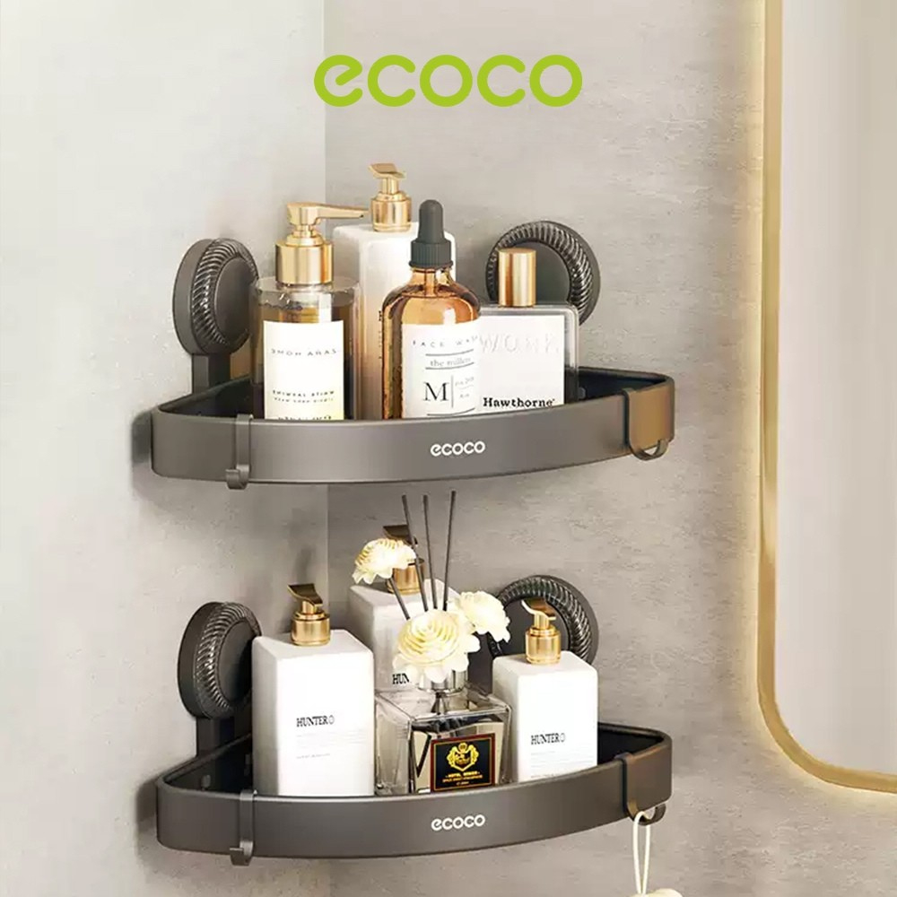 ECOCO Suction Hardware Corner Aluminium Rack  Rak Sudut Aluminium Tempel / Rak Gantung Sudut Hisap /