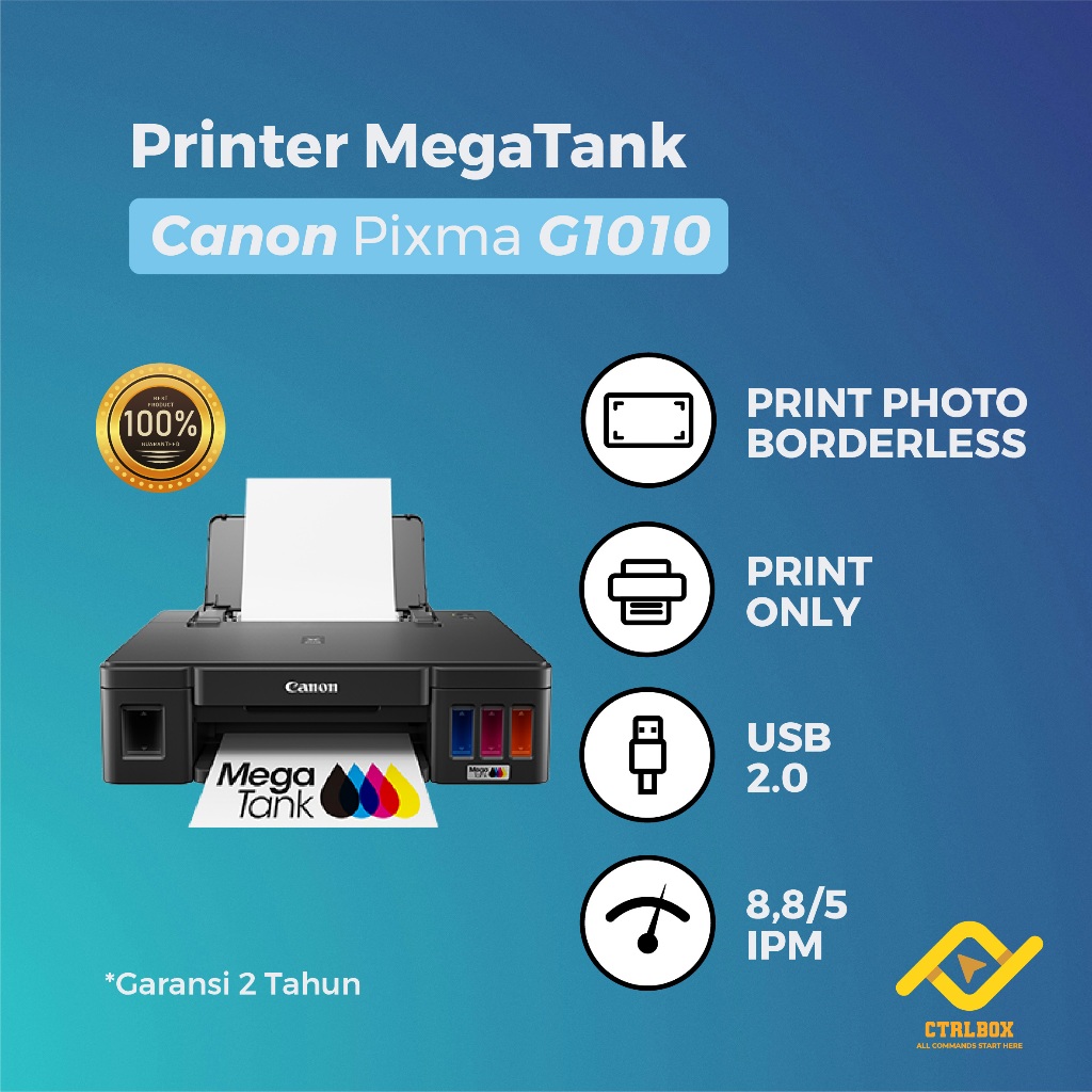 Printer Canon Ink Tank G1010 Original Resmi Print Foto Dokumen Warna Hitam Putih Hemat Tinta