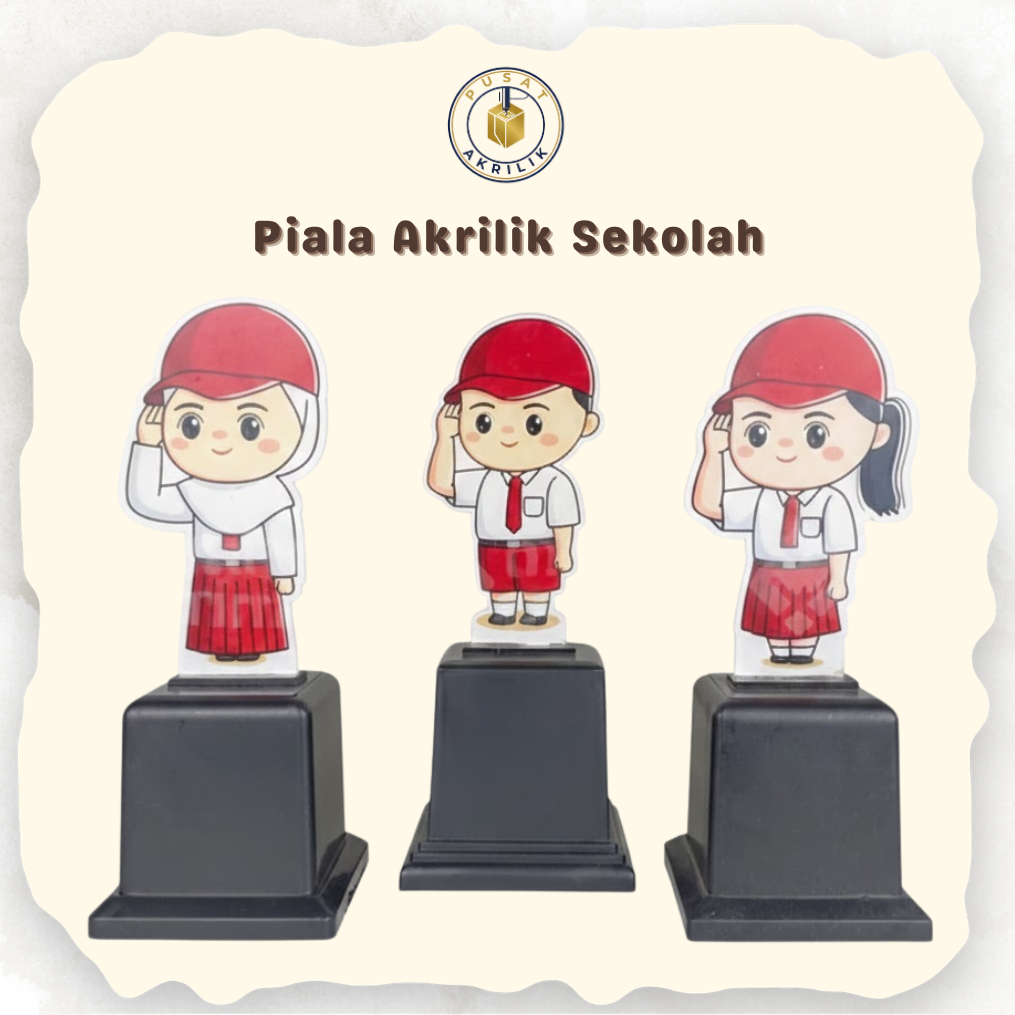 Piala Akrilik Sekolah (Siswa SD) - Piala Karakter Seragam SD - Piala Lomba - Hadiah Kado Lucu - Souv