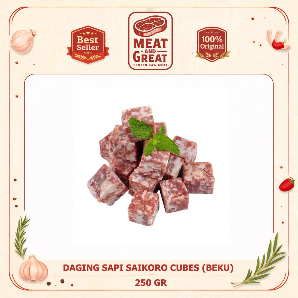 Daging Sapi Saikoro / Beef Wagyu CL Cubes Steak Ketebalan 3cm x 3cm 250gr (Beku/Frozen)