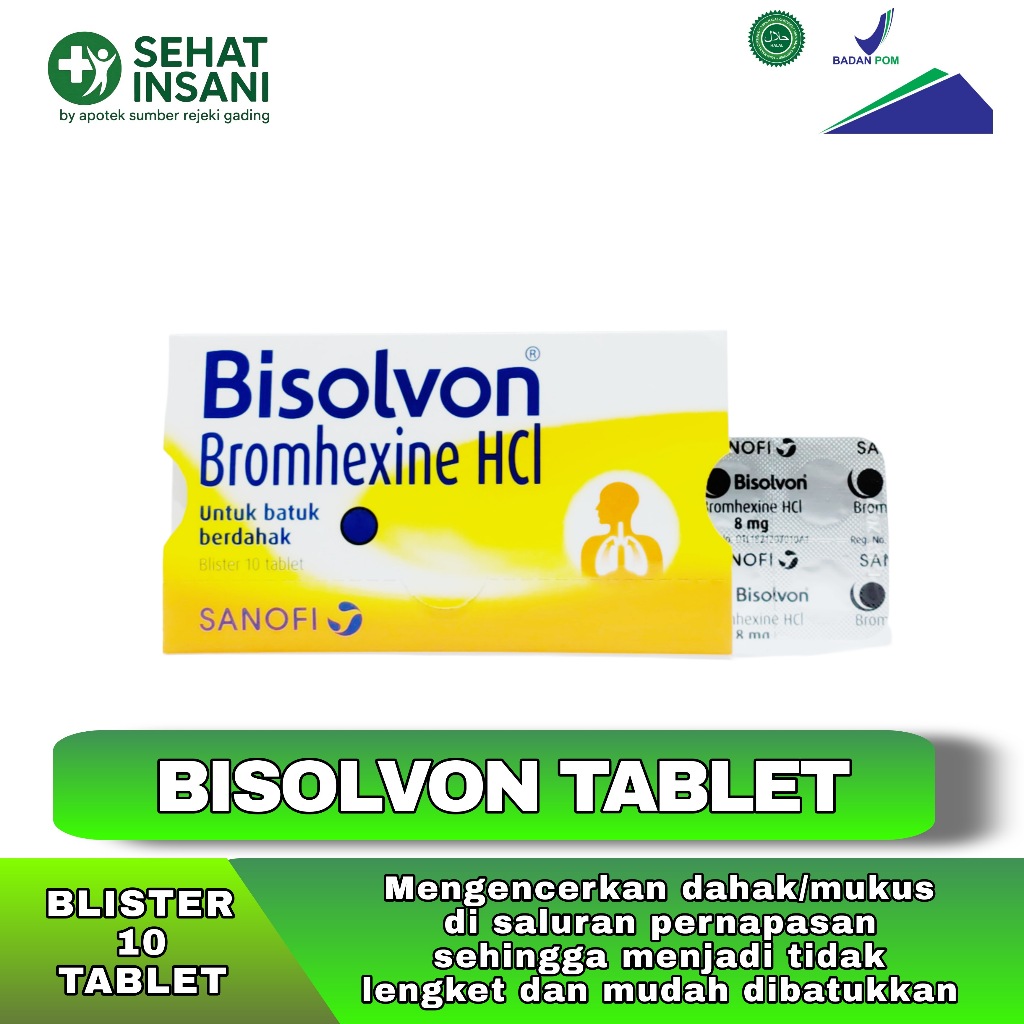 BISOLVON Tablet Obat Batuk Berdahak 8mg Bromhexine HCl 10 Tablet Blister