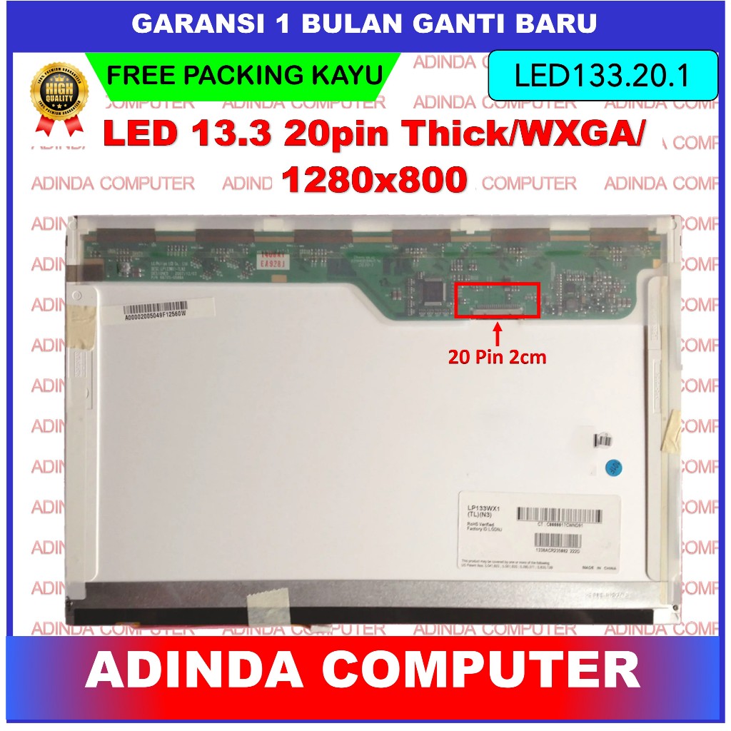 LCD LED LG 6091L-0626B 13.3 Inch 20 Pin WXGA LP133WX1-TLN3 LTD133EX2X