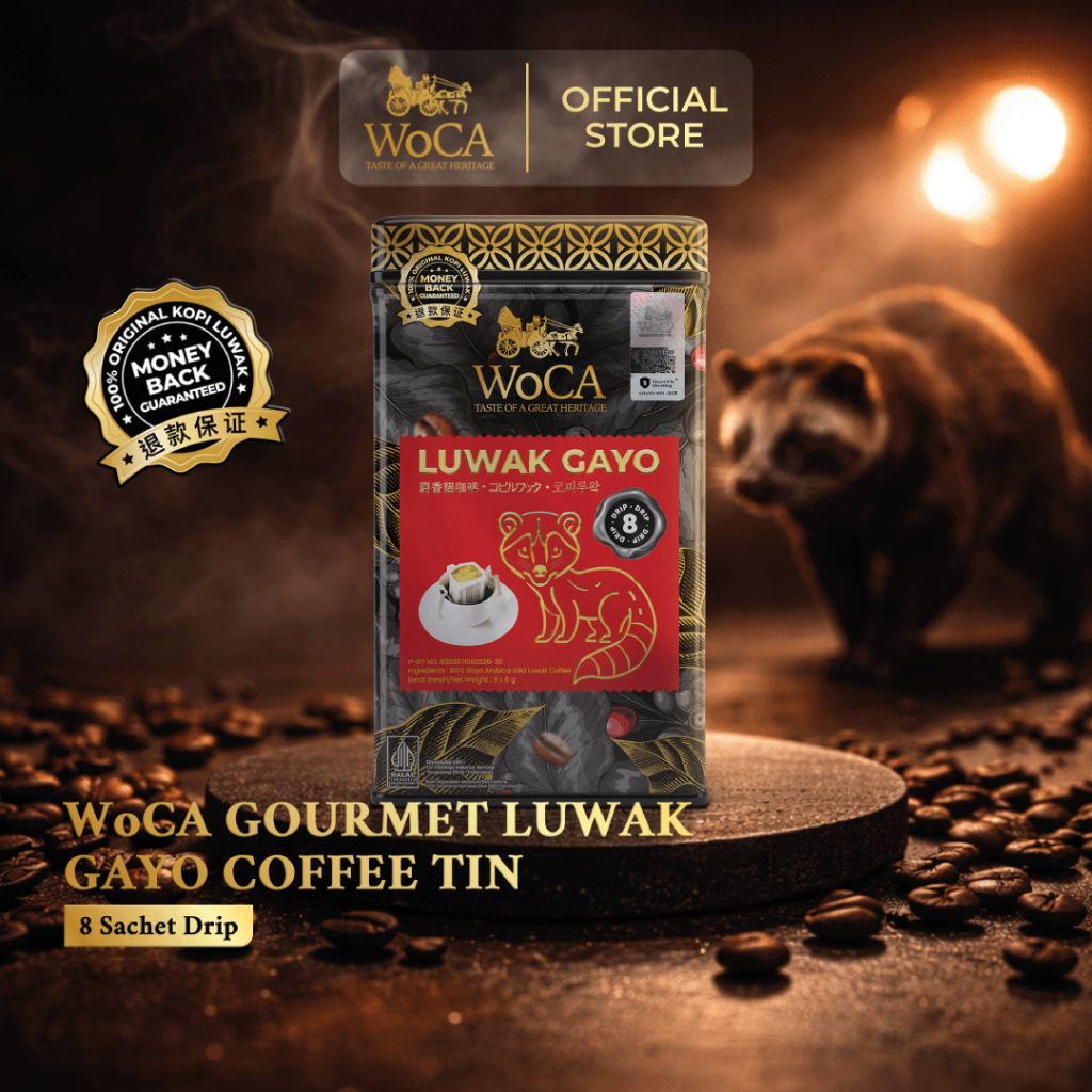 WoCA Gourmet Luwak Gayo Coffee Tin 8 Sachet Drip
