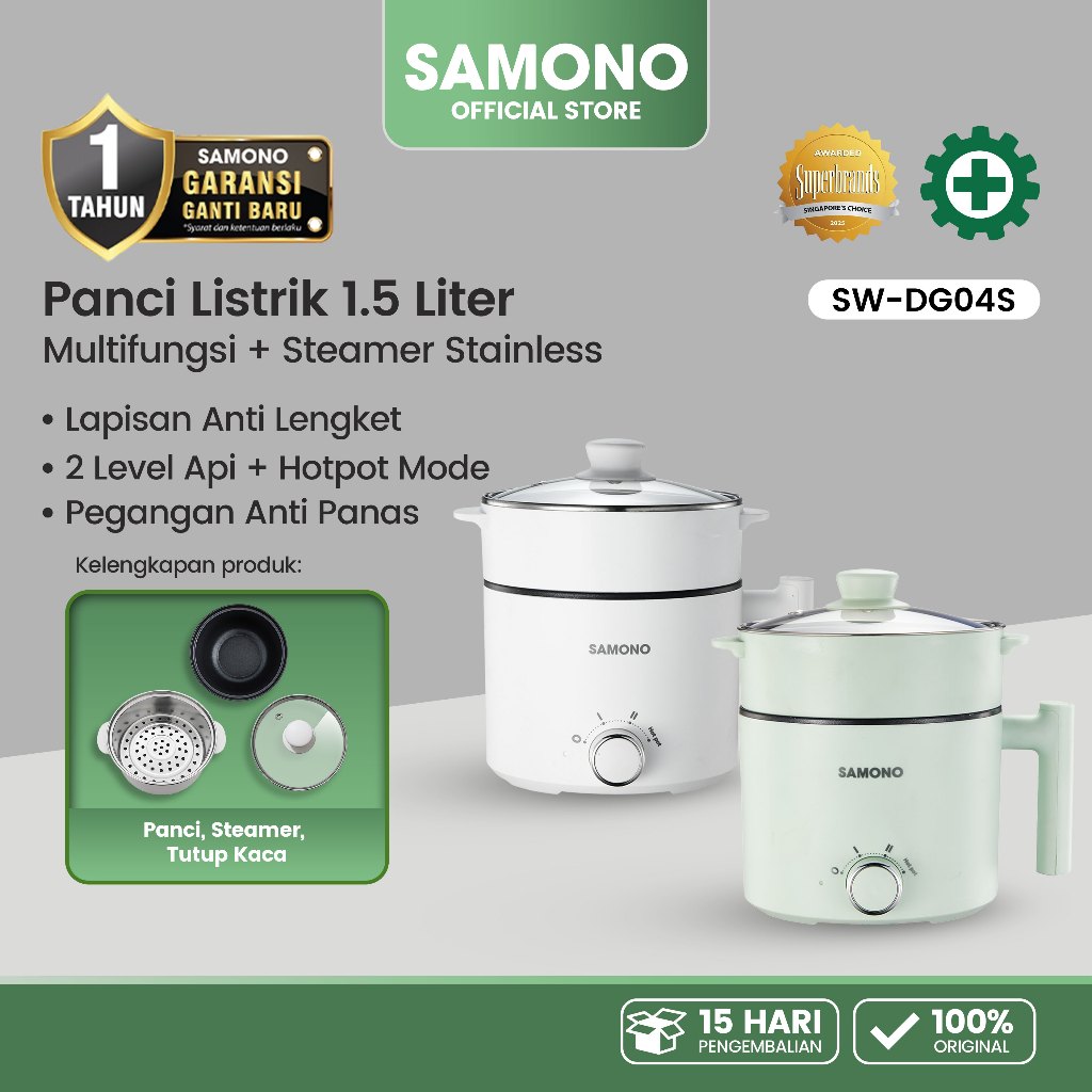 SAMONO Panci Listrik Multifungsi Anti Lengket panci listrik panci kukus panci listrik multifungsi 3