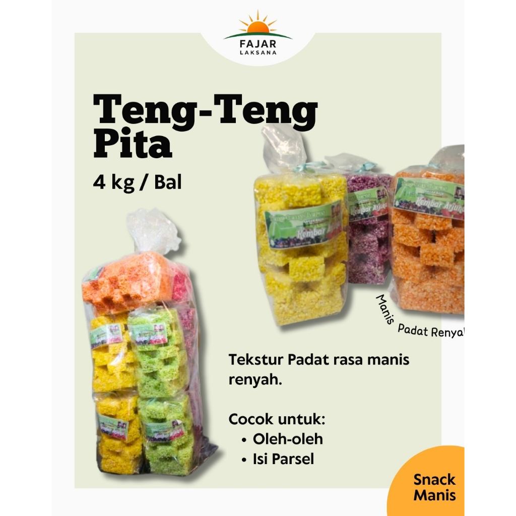 Teng Teng Beras Jipang Warna Warni tengteng pita Rasa Manis Gurih Enak