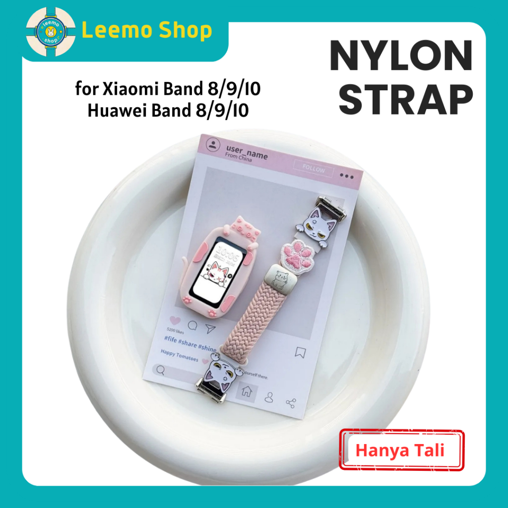 Straps Smartwatch Nylon Elastis Motif Lucky Cats Lucu - Tali Straps Smartband Jam Tangan Nilon Motif