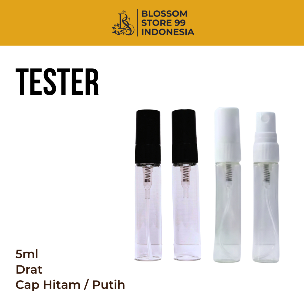 Botol Tester 5ML Spray Tutup Hitam Drat - Botol Tester Kaca 5ML Drat