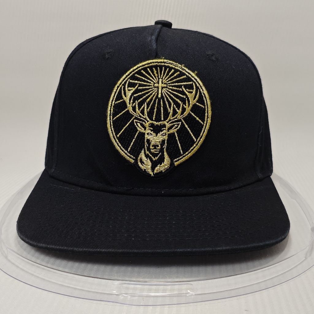 Topi Pria Wanita Jager Snapback Bordir Emas Deer Logo Hitam Size 58 - 60cm| Bekas | Second | Prelove