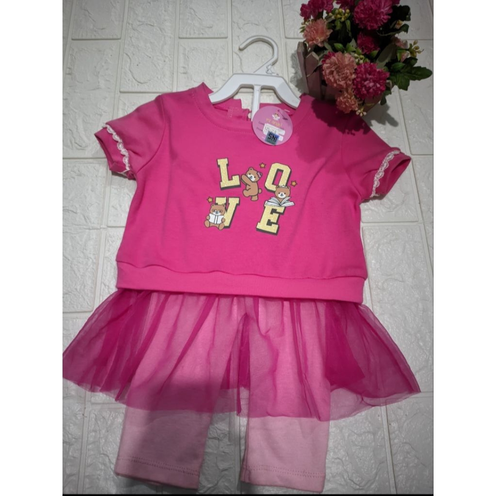 Baju bayi perempuan set celana panjang