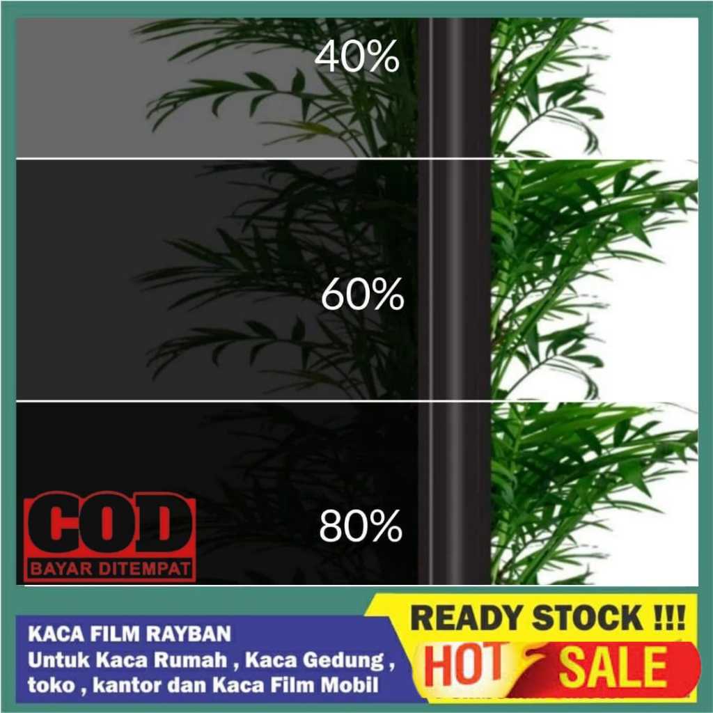 Stiker Kaca Film Jendela Rumah Mobil / Sticker Kaca Jendela Riben Hitam 40% 60% 80%