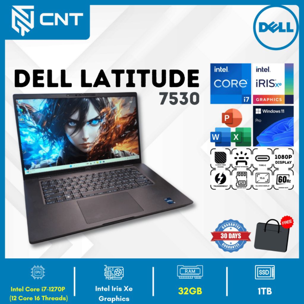 Ultrabook 15 inch Dell latitude 7530 core i7-12TH (32/1TB) SLIM