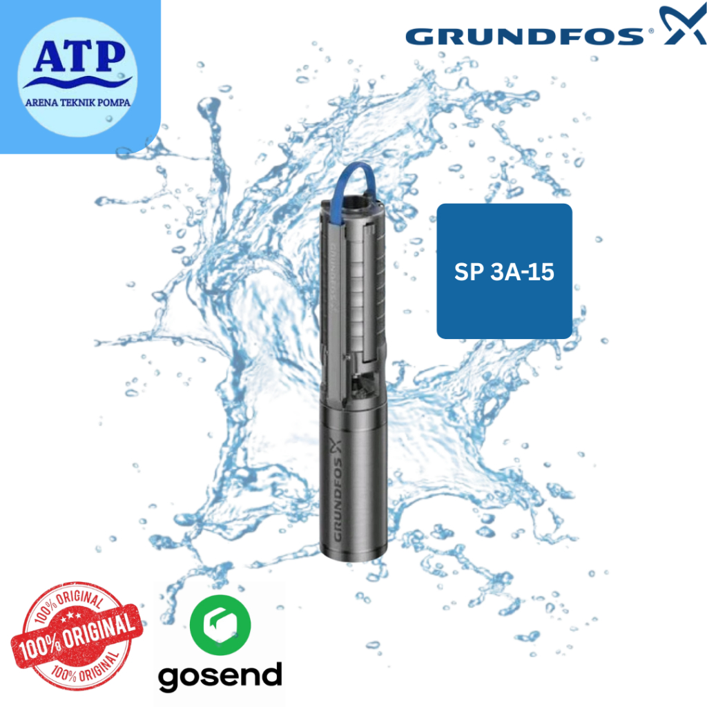 Grundfos SP 3A - 15 Oil Filled Pompa Submersible Deep Well Pompa Air Sumur Dalam Pompa Sumur Bor