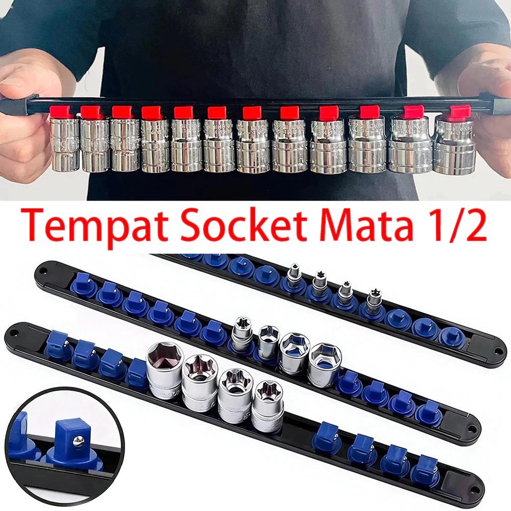 Tempat Socket Mata 1/2" Socket Rail Tempat Kunci Sok Sock Holder Tools