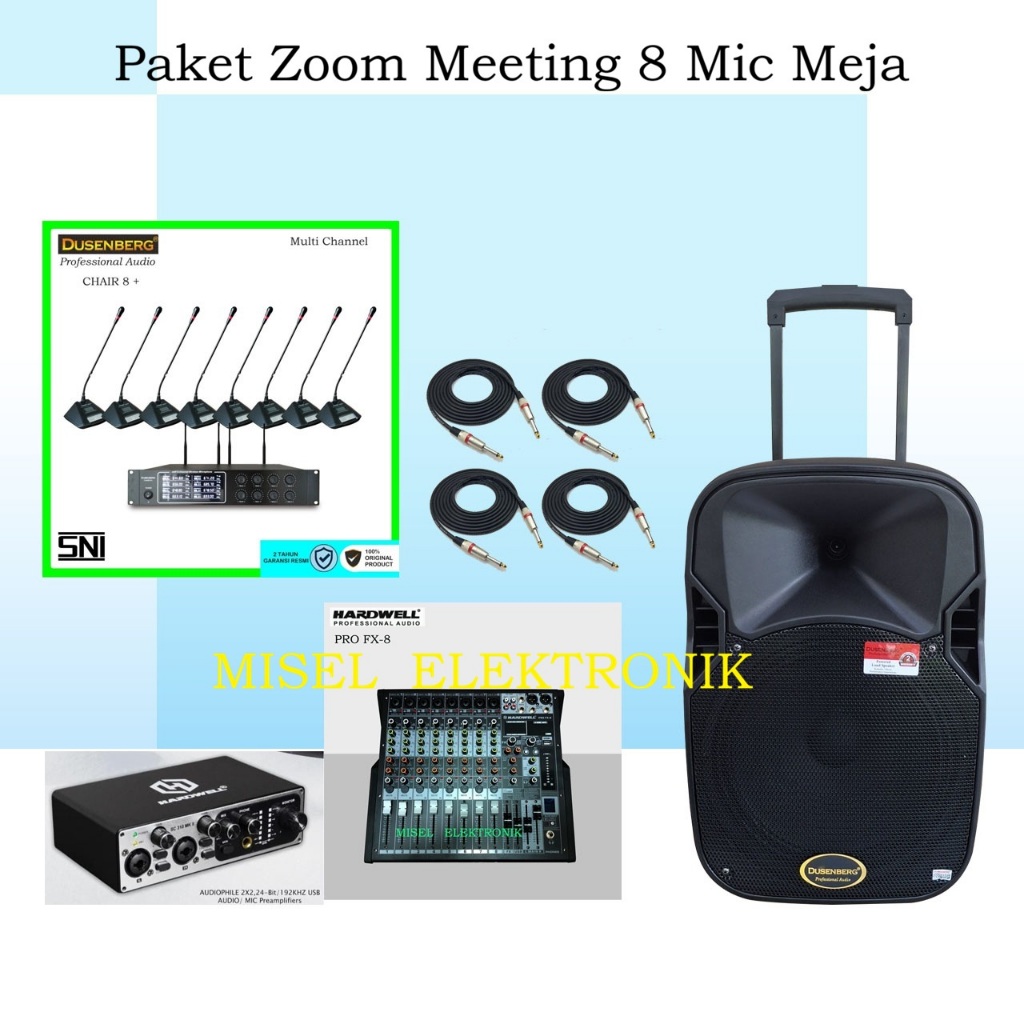 Paket Sound System Zoom Meeting 8 Mic Wireless Gooseneck Mikrofon Meja