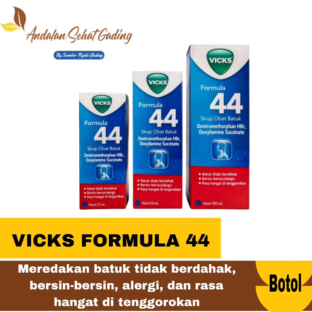 Vicks Formula 44 Dewasa - Mengatasi Batuk Tidak Berdahak dan Gejala Flu