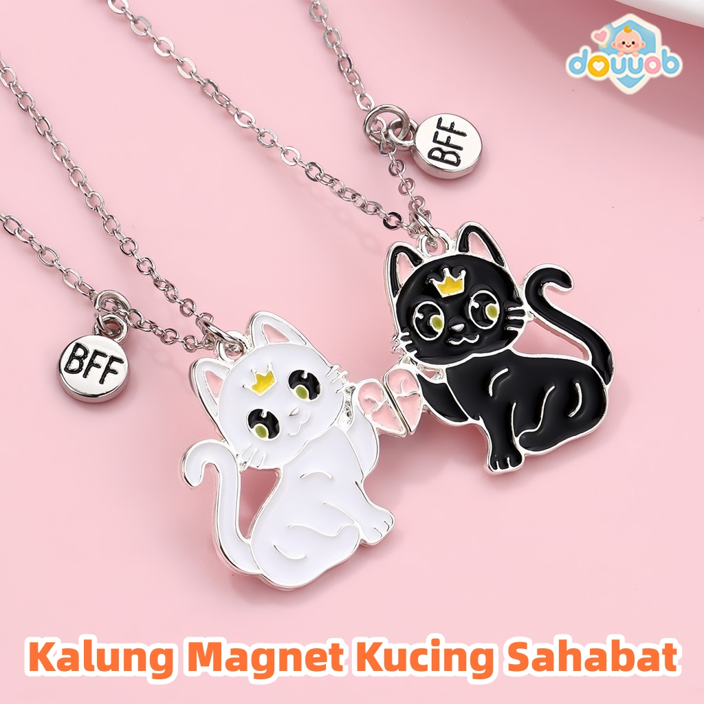 DOUUOB [2 Pcs] Kalung Magnet Sahabat Kucing Lucu - Kalung Persahabatan Bisa Saling Nempel, Hadiah Ul