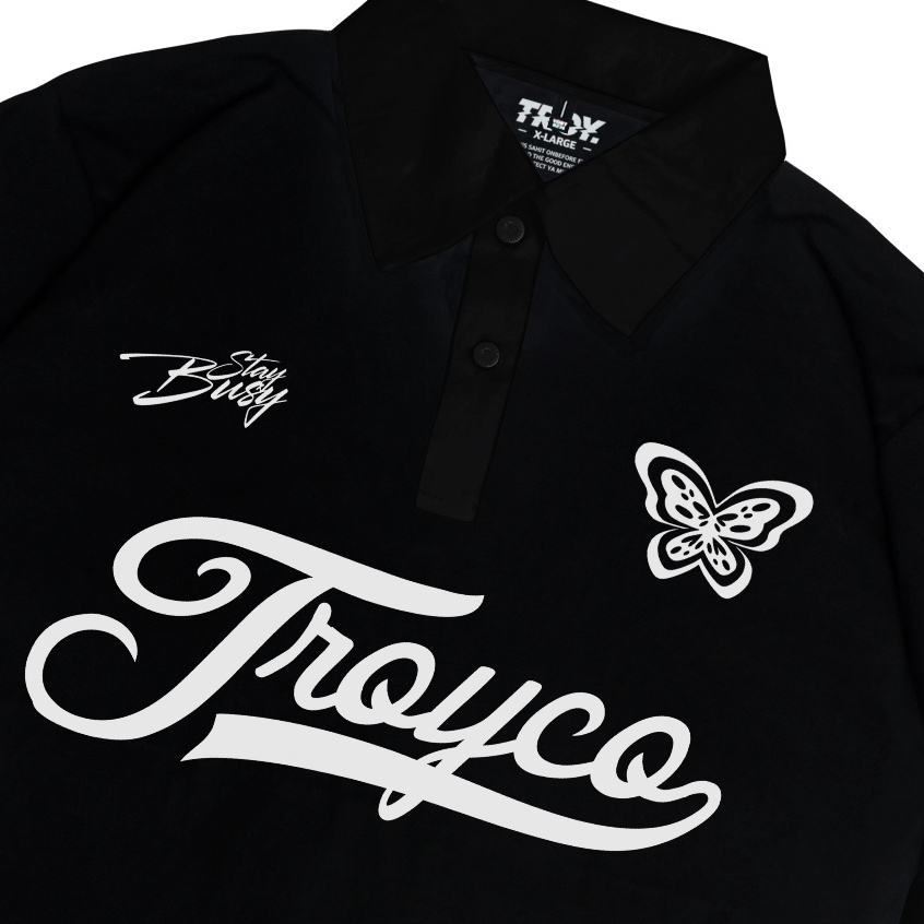 Troy Company Wangky Polo Shirt Full Black Butterfly - Kaos Polo Hitam WKD 2992