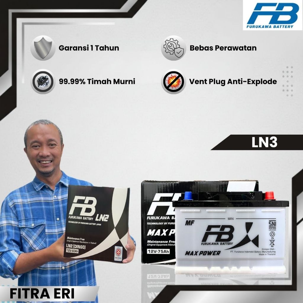 Furukawa Battery / FB Aki Mobil Mercedes Benz Tiger 280 DIN 75 / LN3 12V / 75Ah - Aki Kering INDOMOB