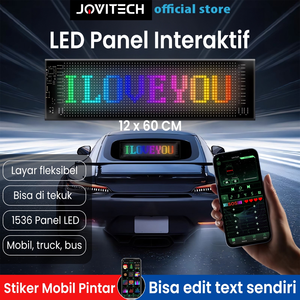 Jovitech LP12 Flexible LED Matrix Panel Programmable Soft LED Screen APP Control GPS System Flexible