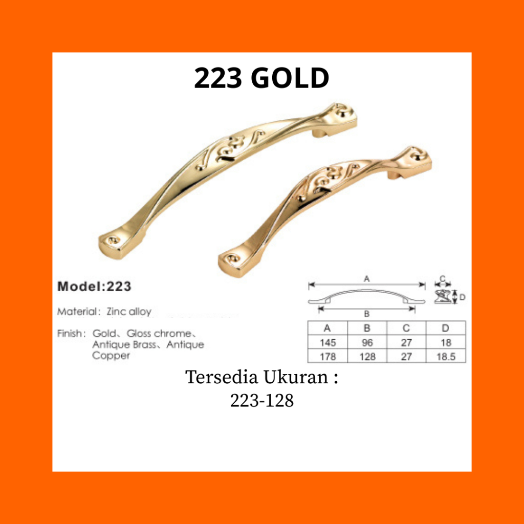 Handle 223 GOLD | Handle Tarikan Laci | Tarikan Pintu Laci Minimalis