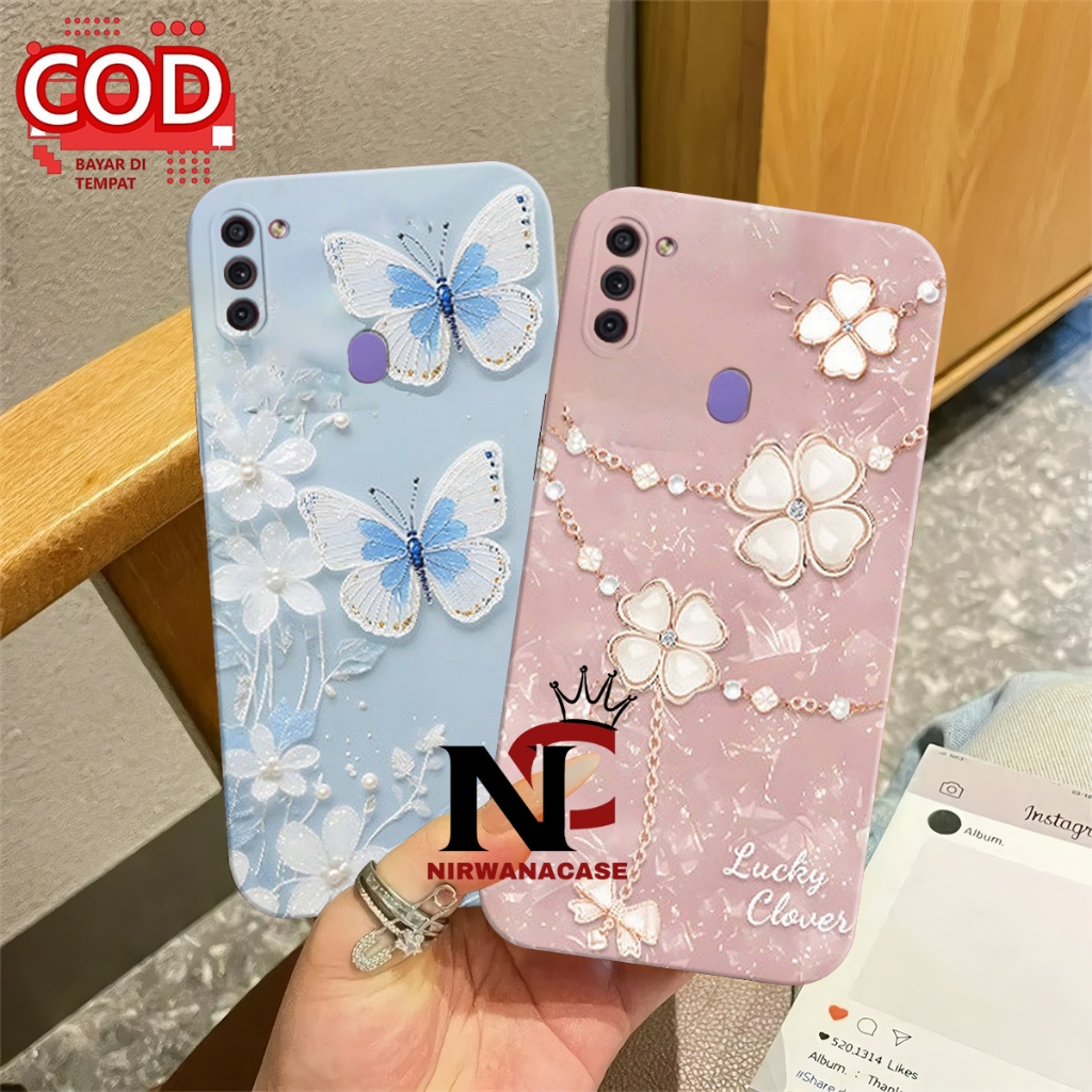 Case Hp Samsung A11 - Casing Samsung M11 Motif Bunga Kupu - Kupu Pro Camera Lentur Fashion Case Cewe