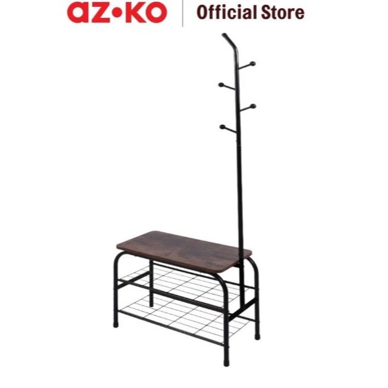 Preloved AZKO Stora Rak Sepatu Dengan Gantungan Pakaian Standing - Hitam Shoe Rack Organizer Sandal 