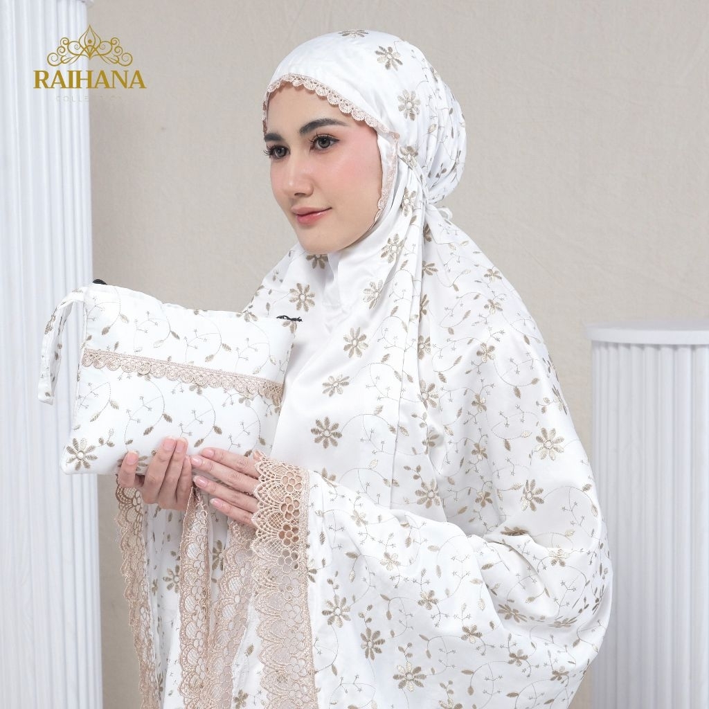RAIHANA|Mukena sutra milo full bordir premium jumbo, mukena dewasa mewah elegan