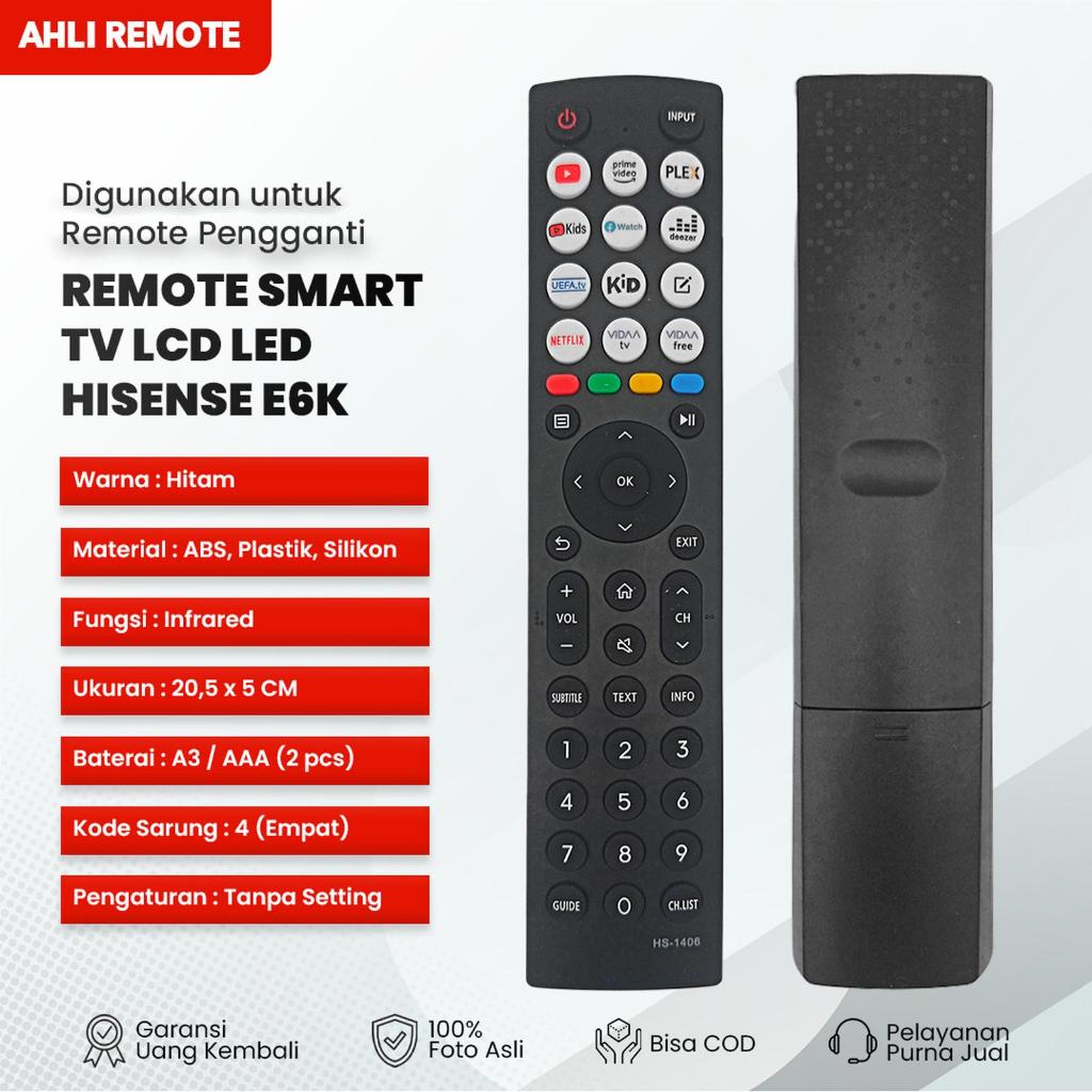Remot Remote TV Hisense VIDAA LCD LED Smart TV Android TV UHD 4K EN2G36H 43E6K 50E6K 55E6K