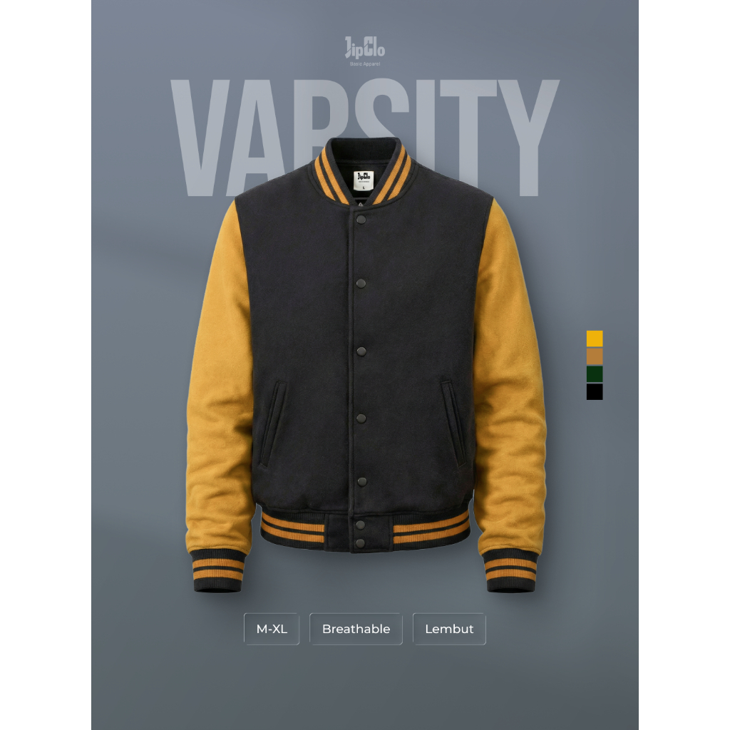 JipClo Jaket Varsity Baseball Unisex Pria Wanita All Colours