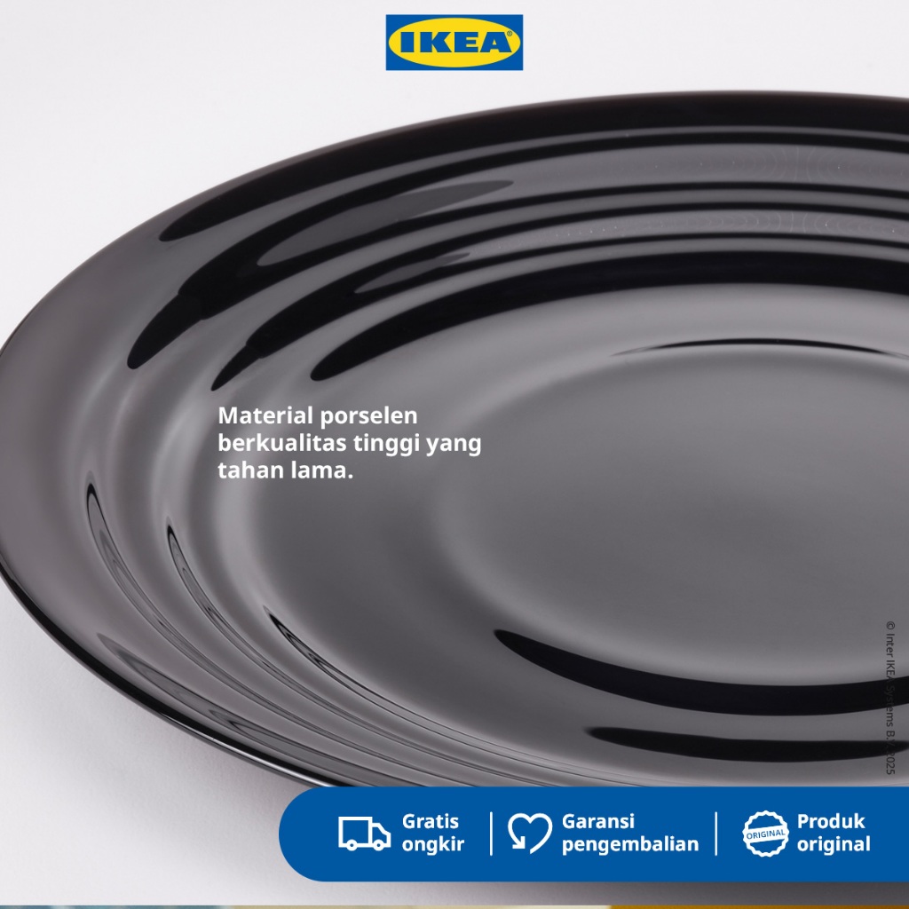 IKEA NATBARB Piring Makan Minimalis Hitam 19cm
