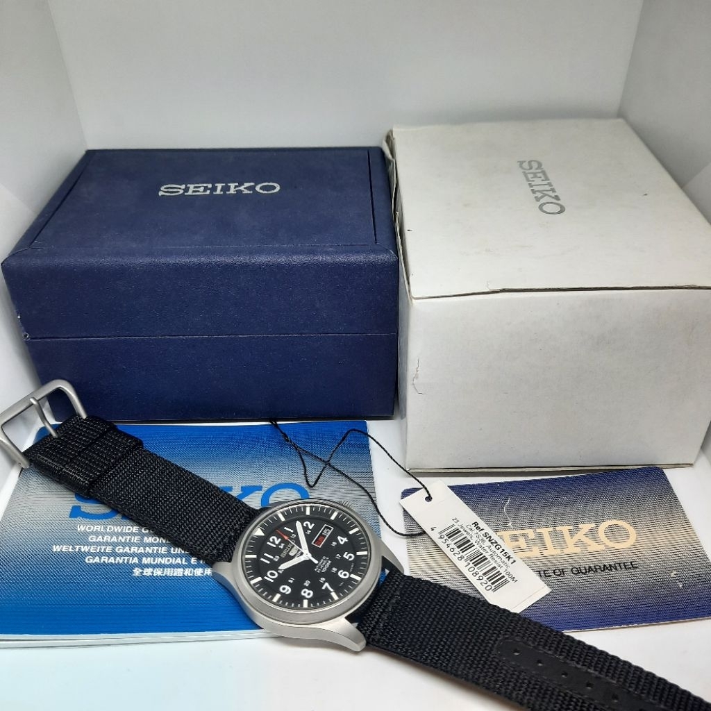 Seiko 5 Military Sports SNZG15K1 Black Hitam SNZG15 7s36-03J0 Not SNK809 SNK803 SNZG09
