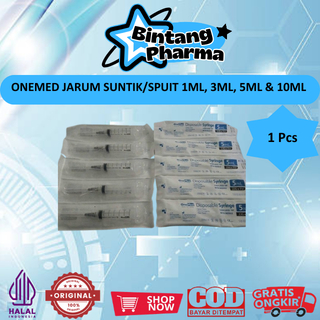 ONEMED JARUM SUNTIK/SPUIT 1ML, 3ML, 5ML & 10ML (1 PCS) - ALAT SUNTIK SEKALI PAKAI