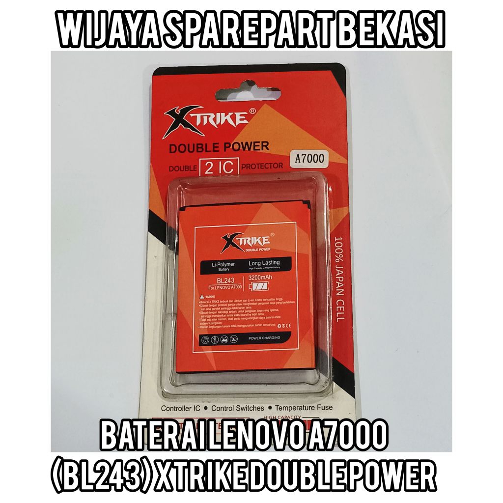 BATERAI LENOVO BL243 (LENOVO A7000) XTRIKE DOUBLE POWER