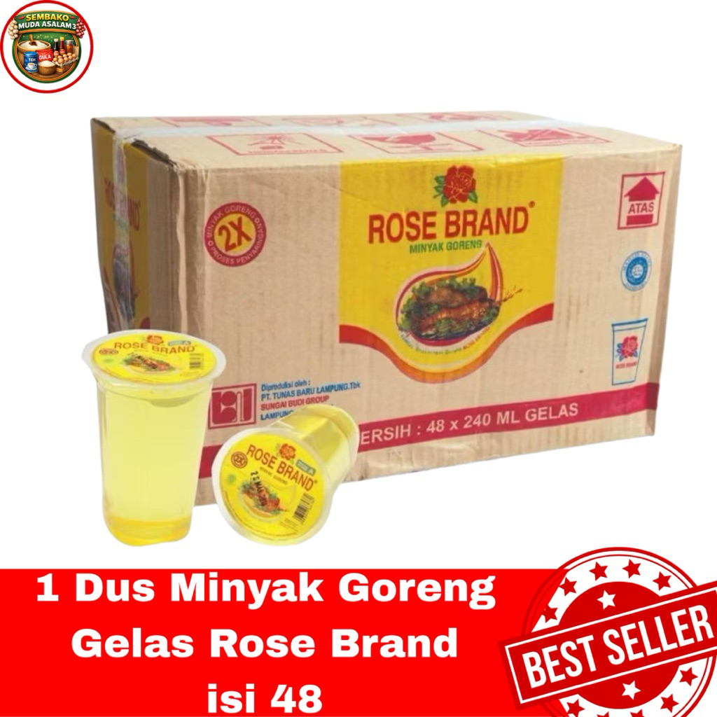 Minyak Goreng Rose Brand Gelas 1 Dus Isi 48 / Minyak Goreng praktis gelas