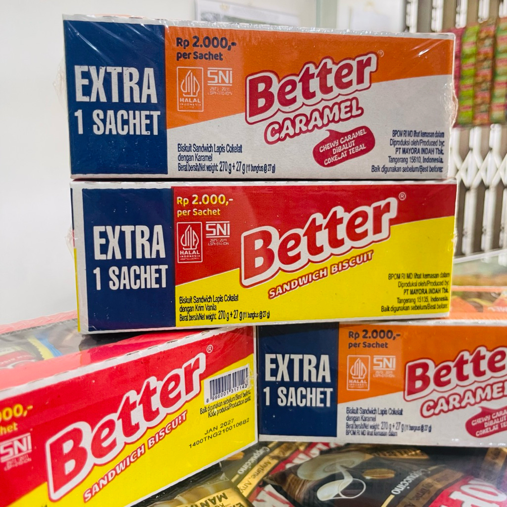 Better Sandwich Biscuit Extra 1 Sachet Coklat Caramel