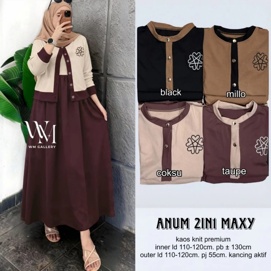 Anum Maxy Dress Kekinian OOTD Terbaru Gamis Lebaran Wanita Terbaru 2026 Baju Pengajian Ibu Pernikaha
